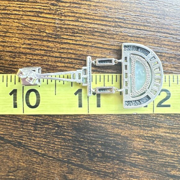 VTG Sterling Silver Square CZ Studs Removable Art Deco Style Dangle Jackets 2" L - Picture 5 of 13